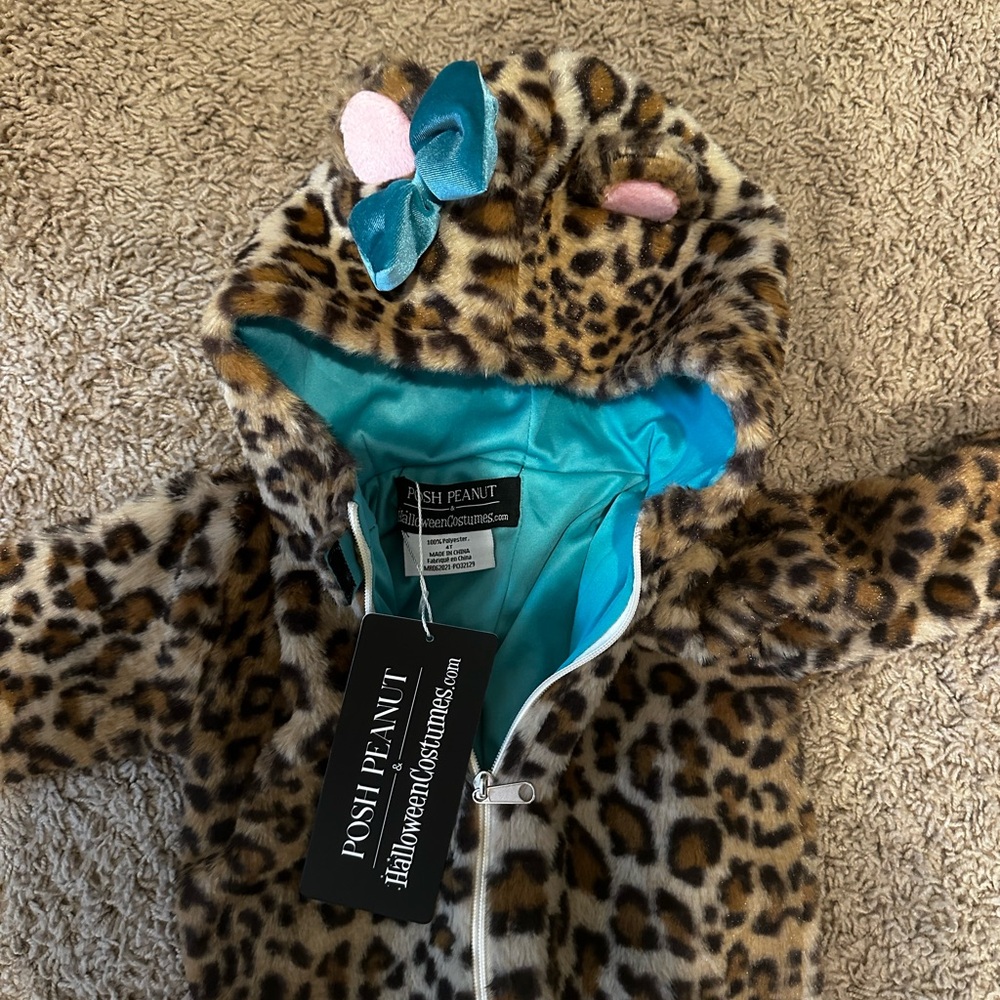 SUPER SOFT* Posh Peanut Leopard Print Halloween Costume with Teal Bow